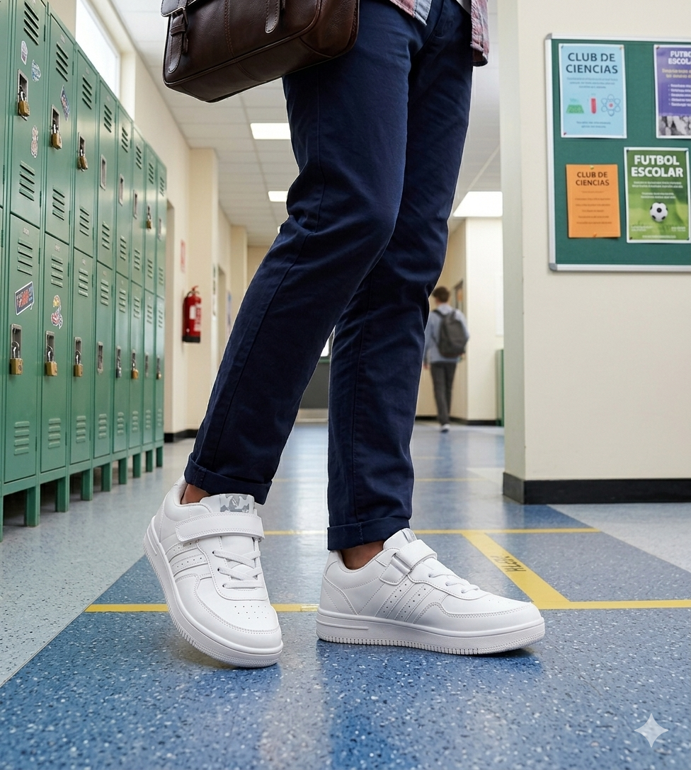 Zapatilla Escolar Jacinto Blanco UNS-4