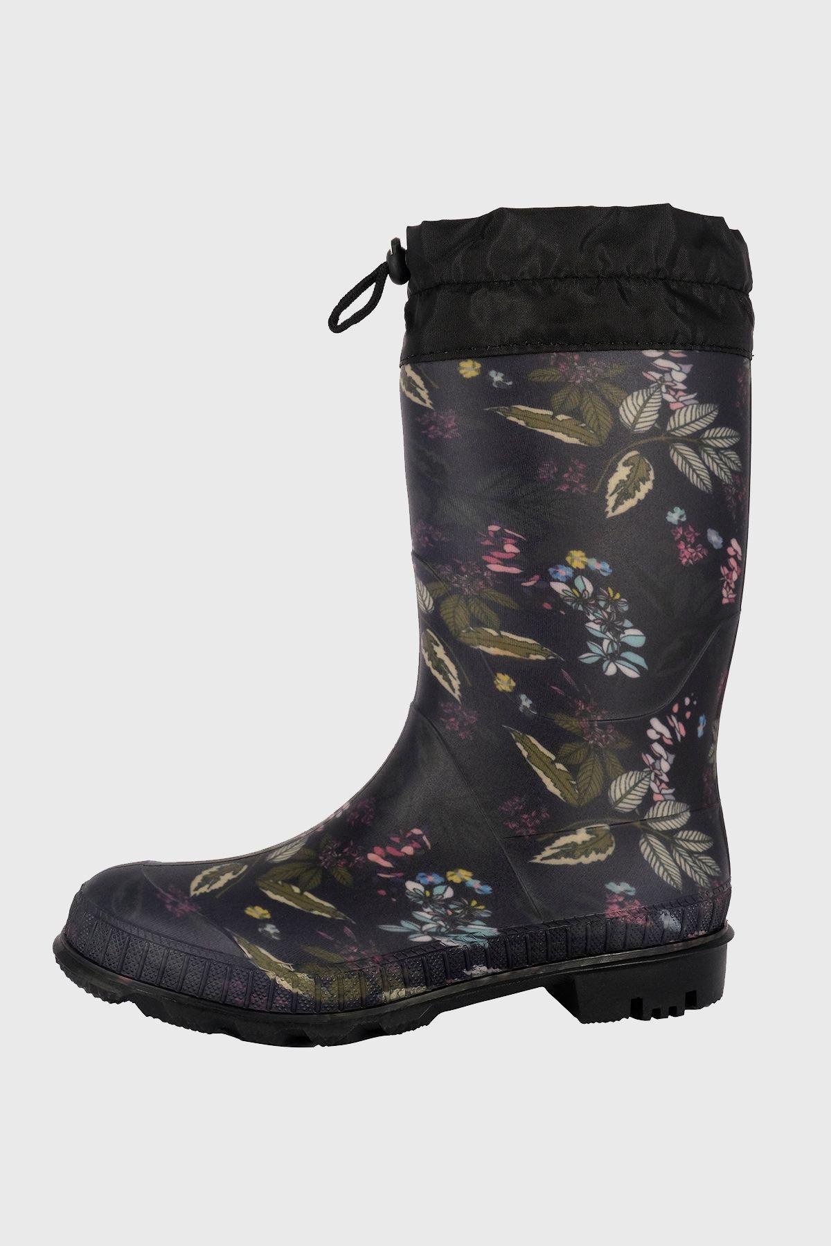 Bota de Agua con Polar Biela Flores Negro Alquimia-1