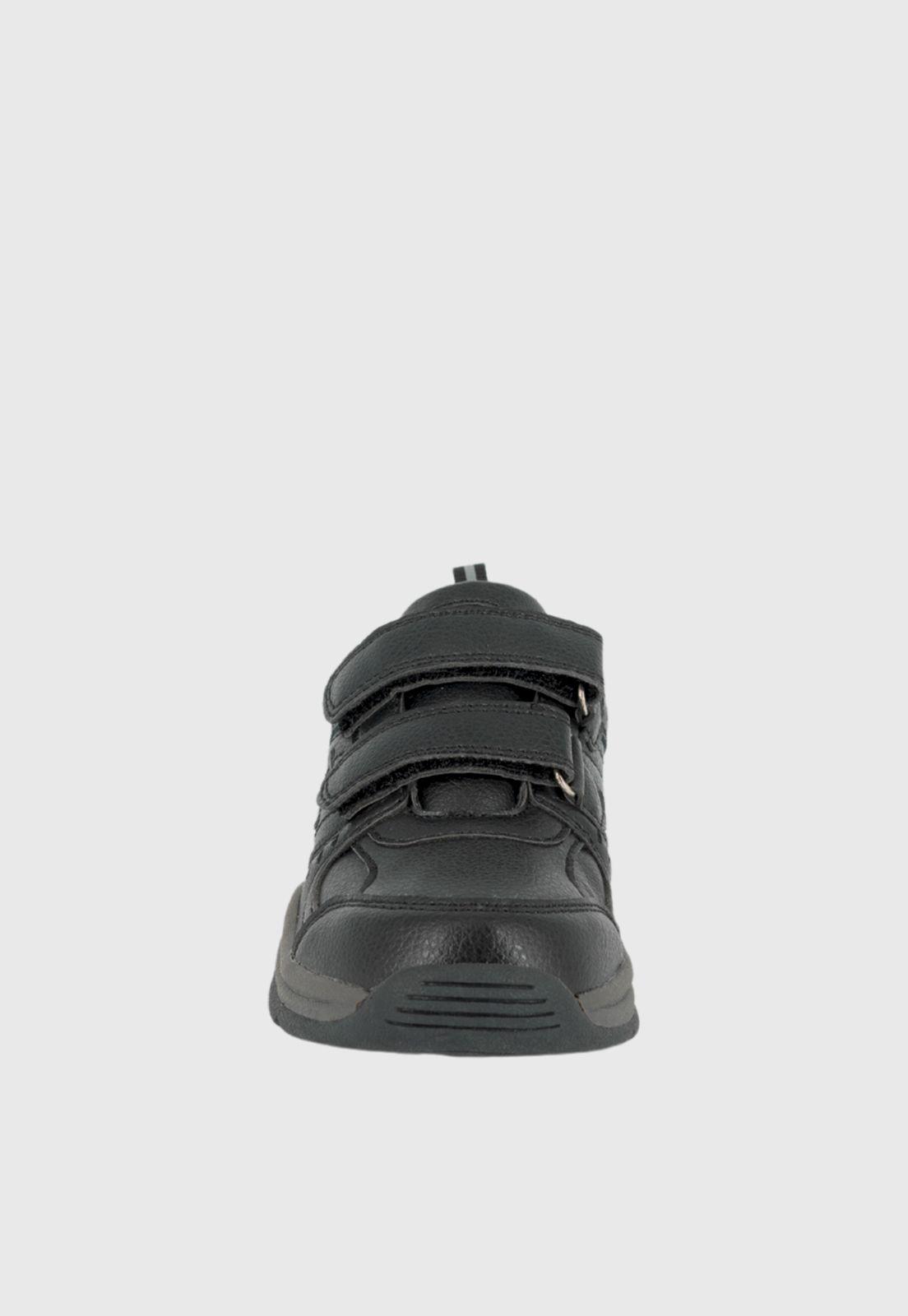 Zapatilla Escolar de Cuero Calar Negro UNS-2
