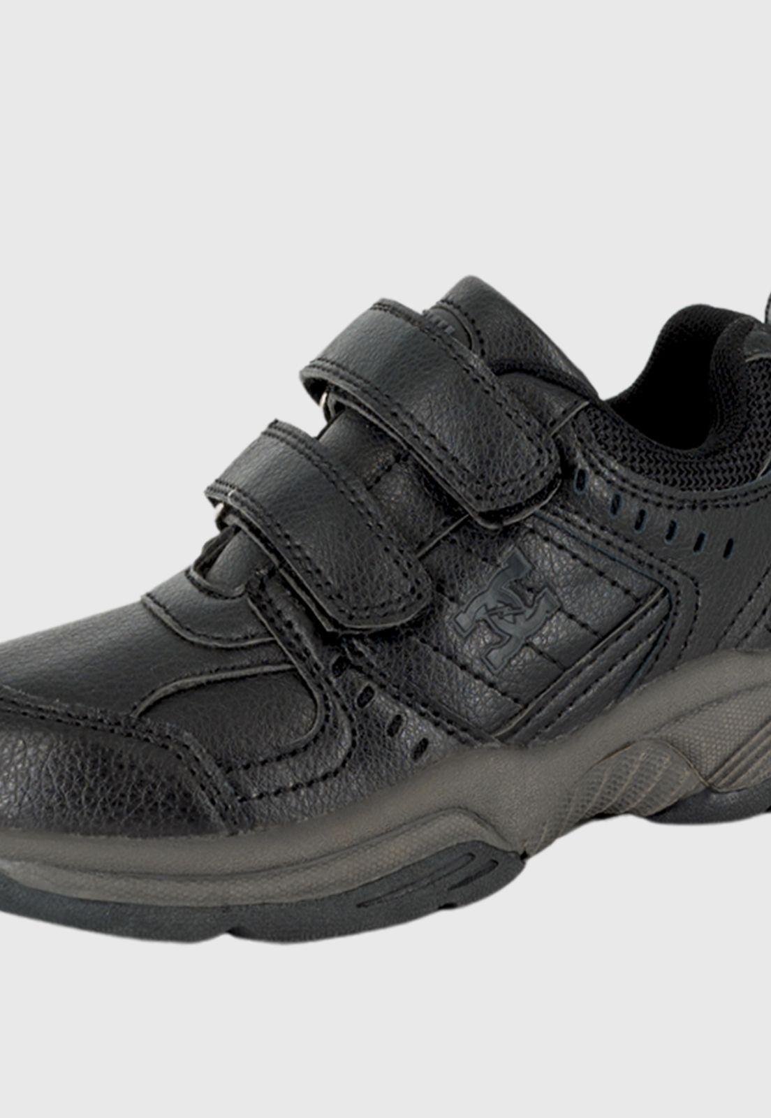 Zapatilla Escolar de Cuero Calar Negro UNS-3