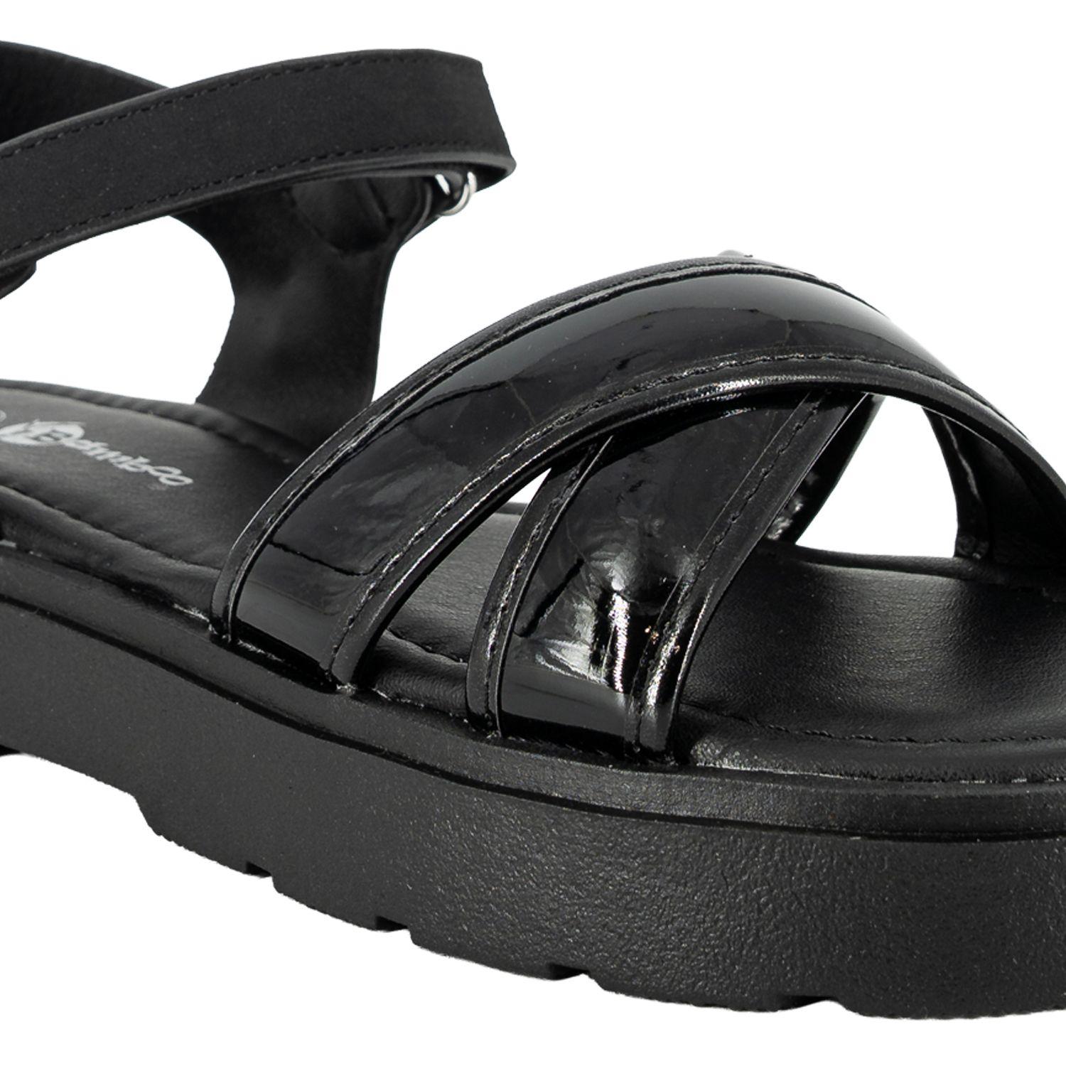 Sandalia con Velcro Serena Negro Bamboo-4