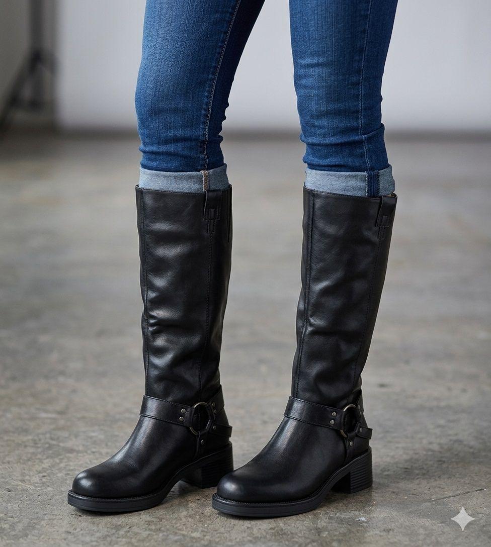 Bota Biker Larga Jessa Negro Alquimia-5