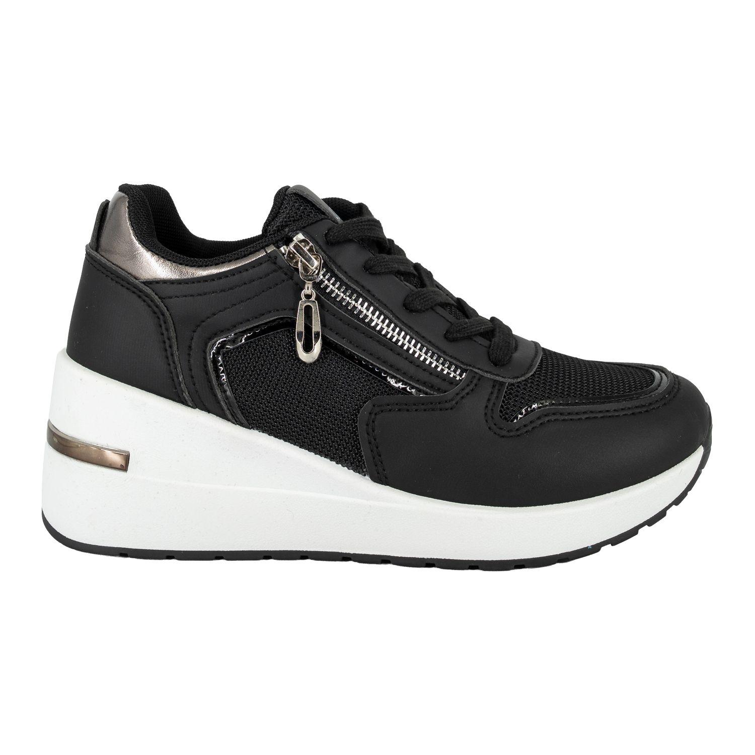 Zapatilla Plataforma con Cuña Nora Negro Alquimia-0