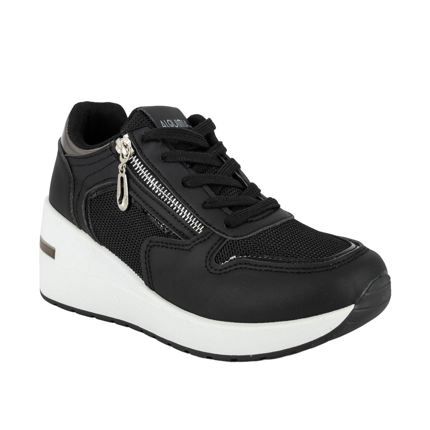 Zapatilla Plataforma con Cuña Nora Negro Alquimia-1