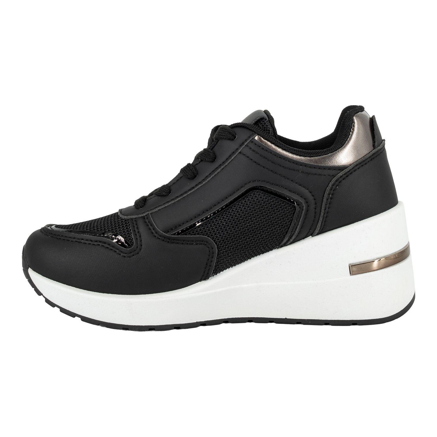 Zapatilla Plataforma con Cuña Nora Negro Alquimia-2