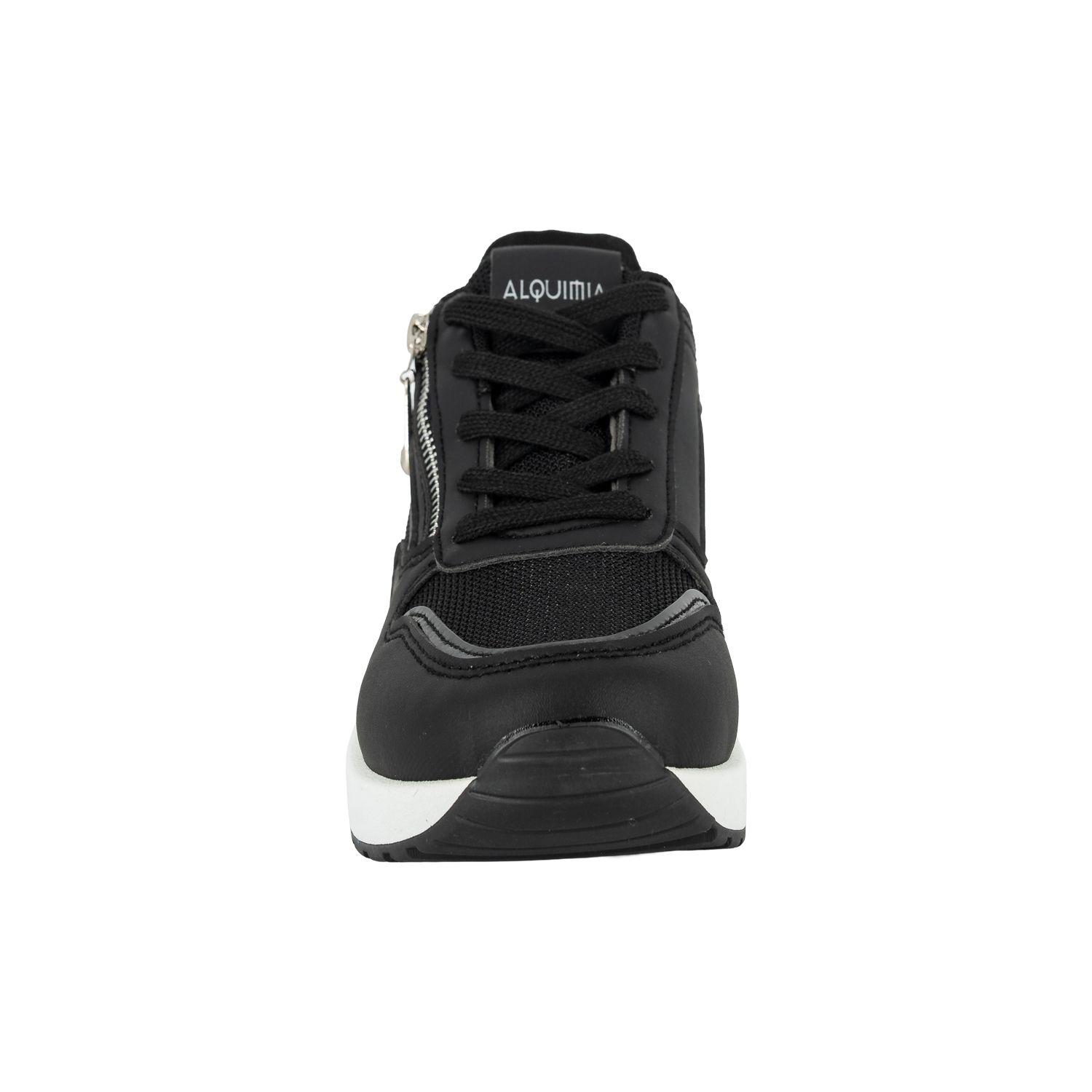 Zapatilla Plataforma con Cuña Nora Negro Alquimia-3