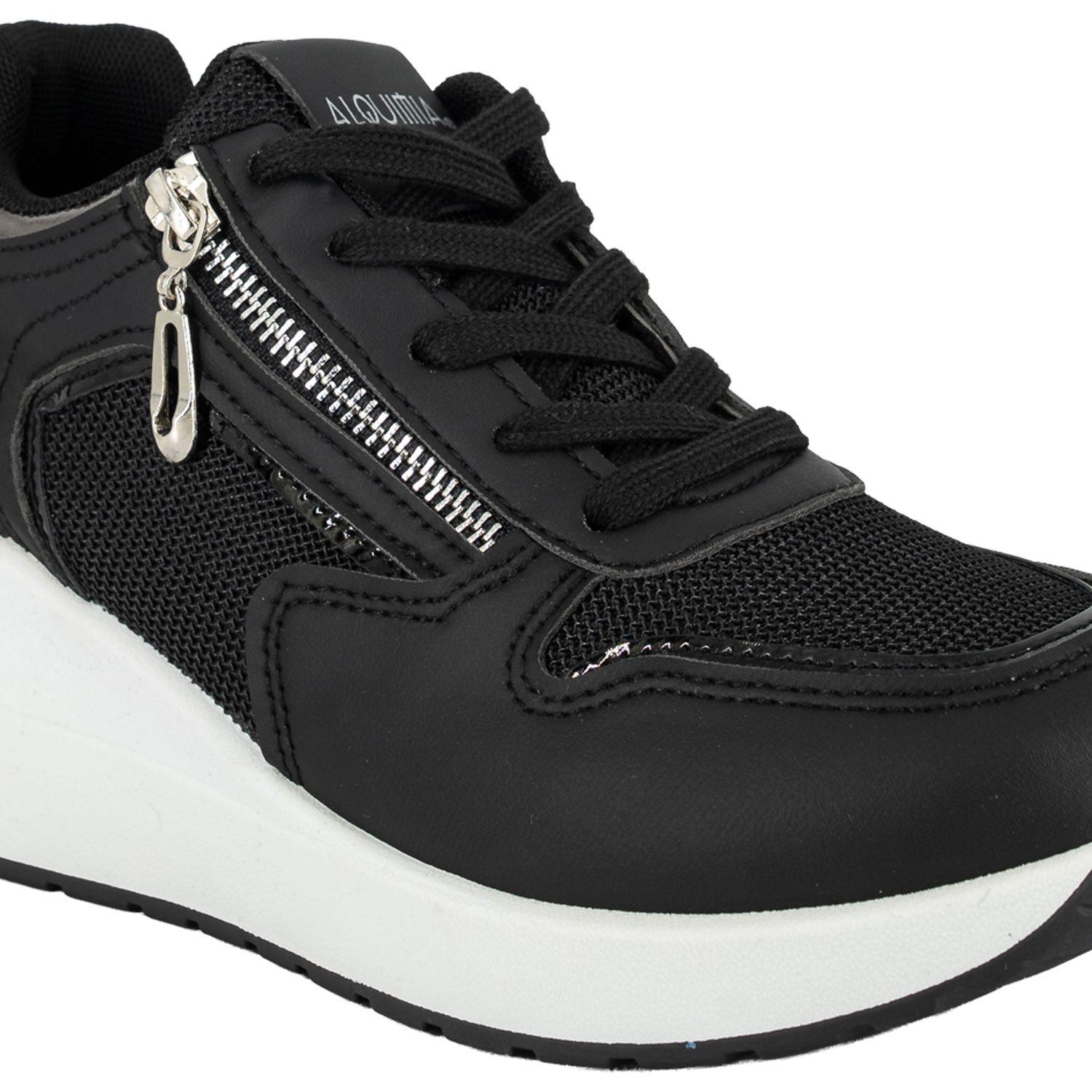 Zapatilla Plataforma con Cuña Nora Negro Alquimia-4