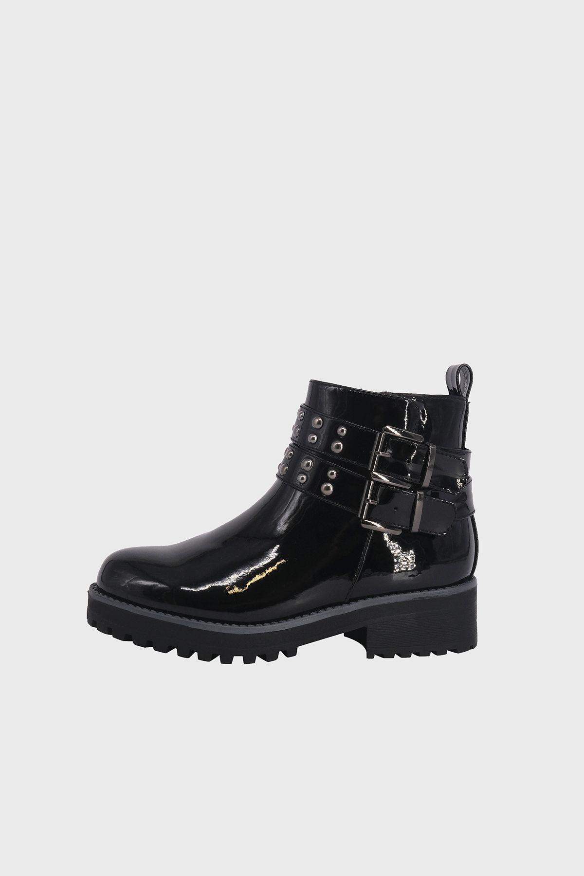 Botin Mathilde Negro Charol Bamboo-1