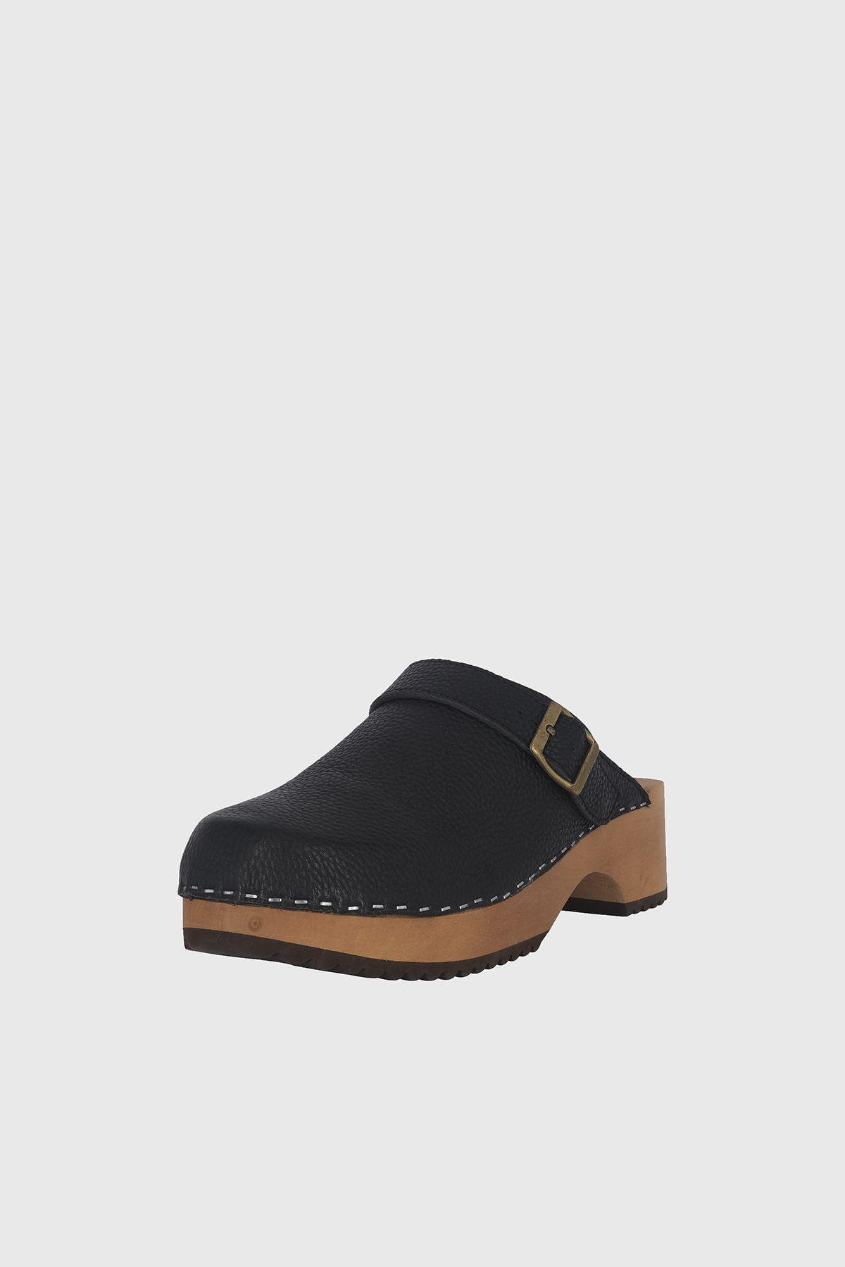 Zueco Madera Petal Negro Alquimia-0