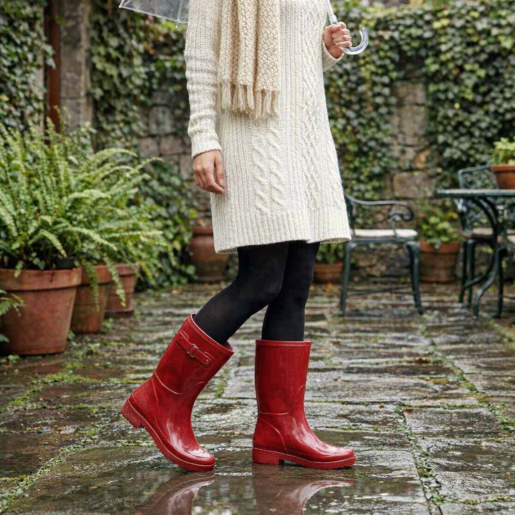 Bota de Agua con Polar Cressida Rojo Alquimia-4