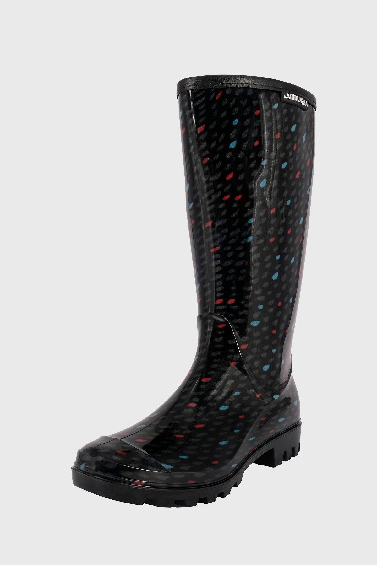 Bota de Agua con Polar Florencia Gotas Negro Alquimia-1