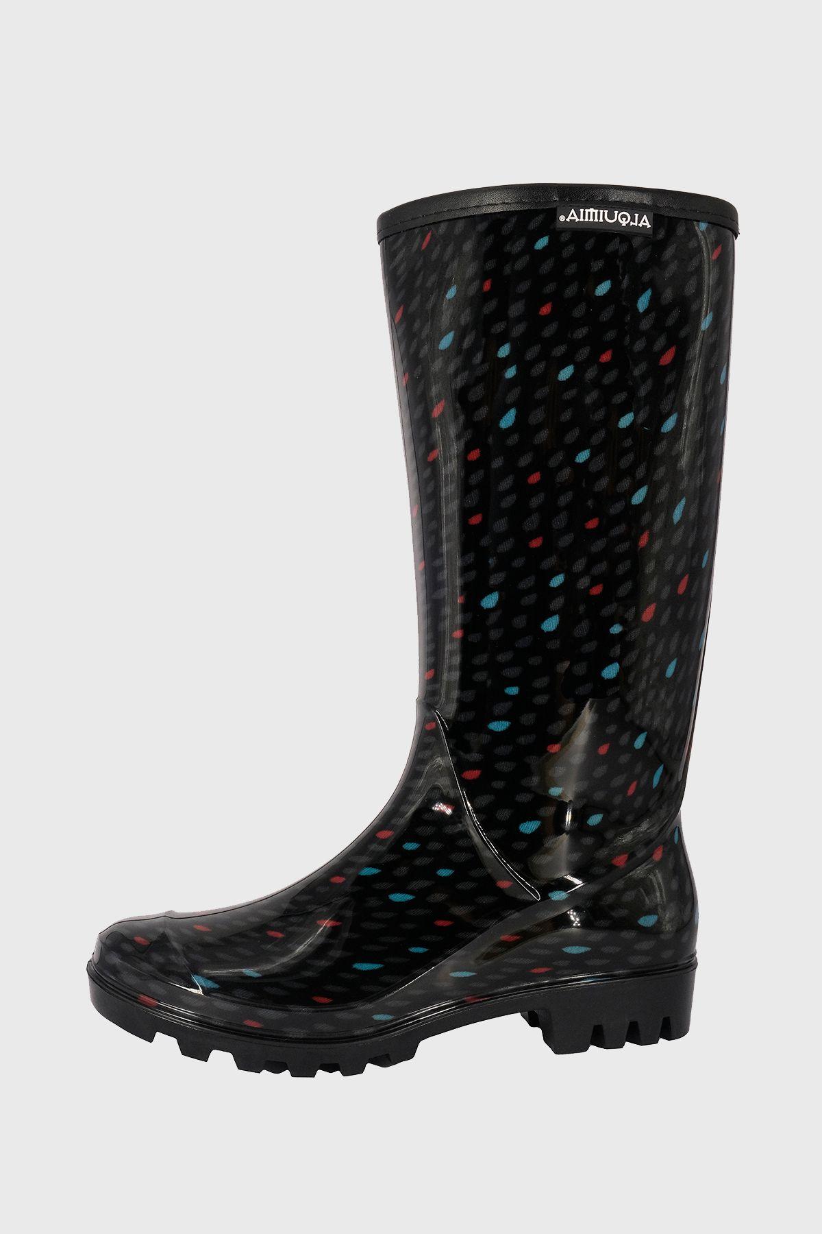 Bota de Agua con Polar Florencia Gotas Negro Alquimia-3