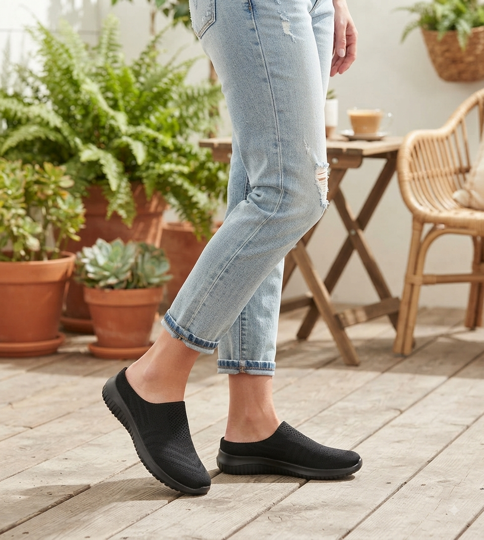 Zapatilla sin Talón Eliza Full Negro Alquimia-5