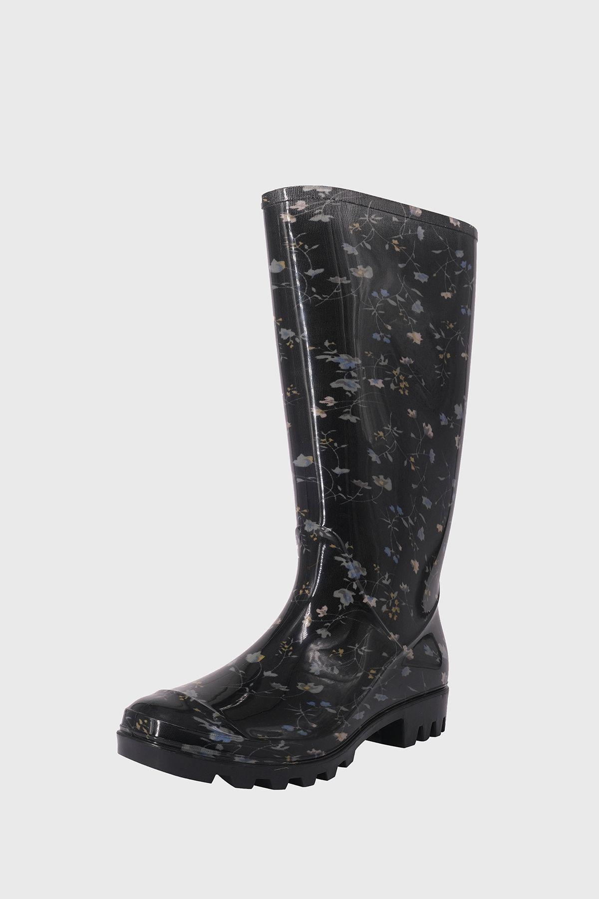 Bota de Agua Thalassa Flores Negro Alquimia-0