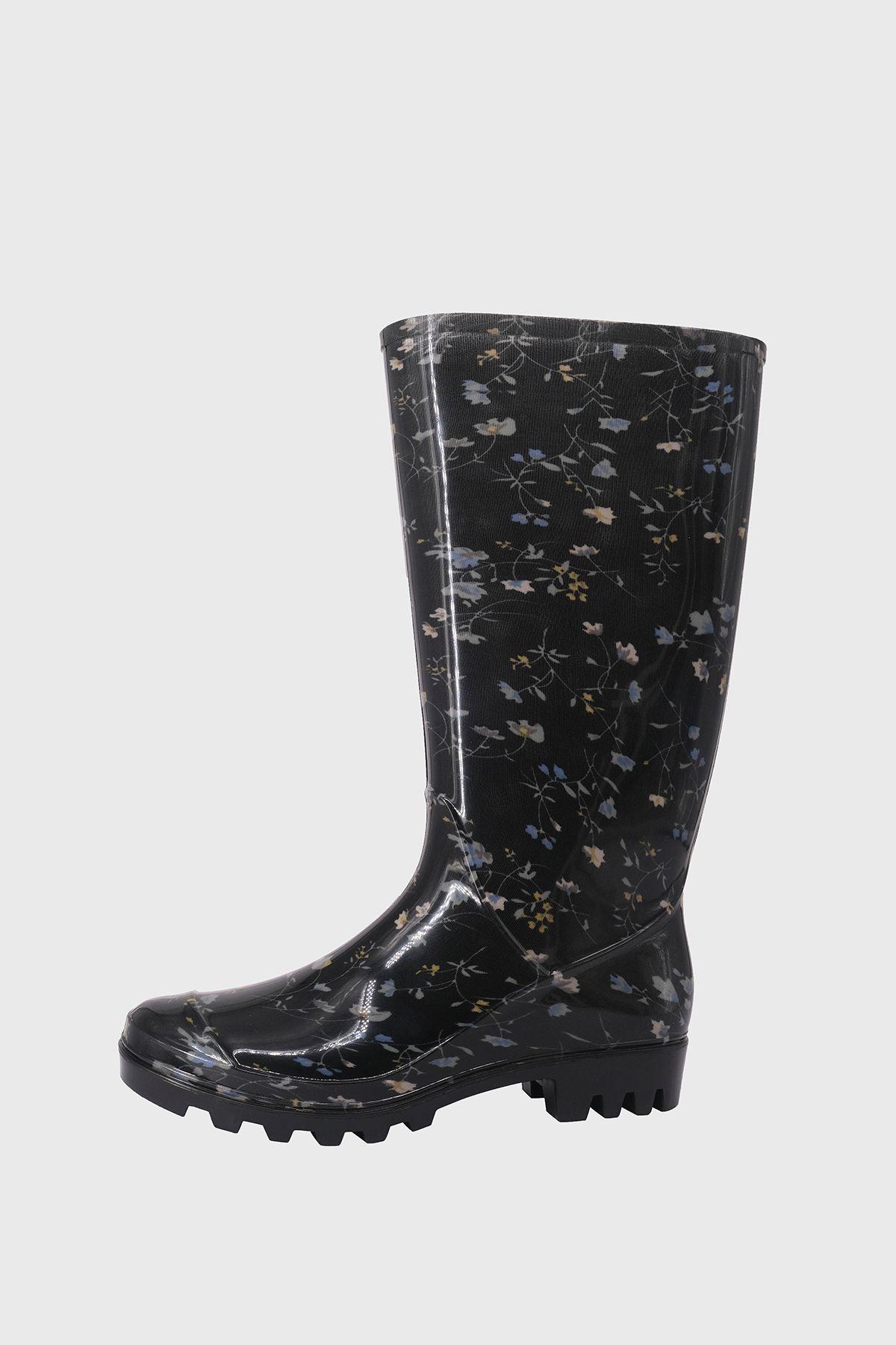 Bota de Agua Thalassa Flores Negro Alquimia-1