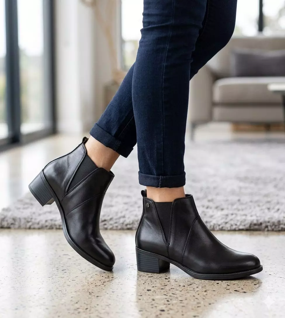 Botin de Cuero Lady Negro Alquimia-5