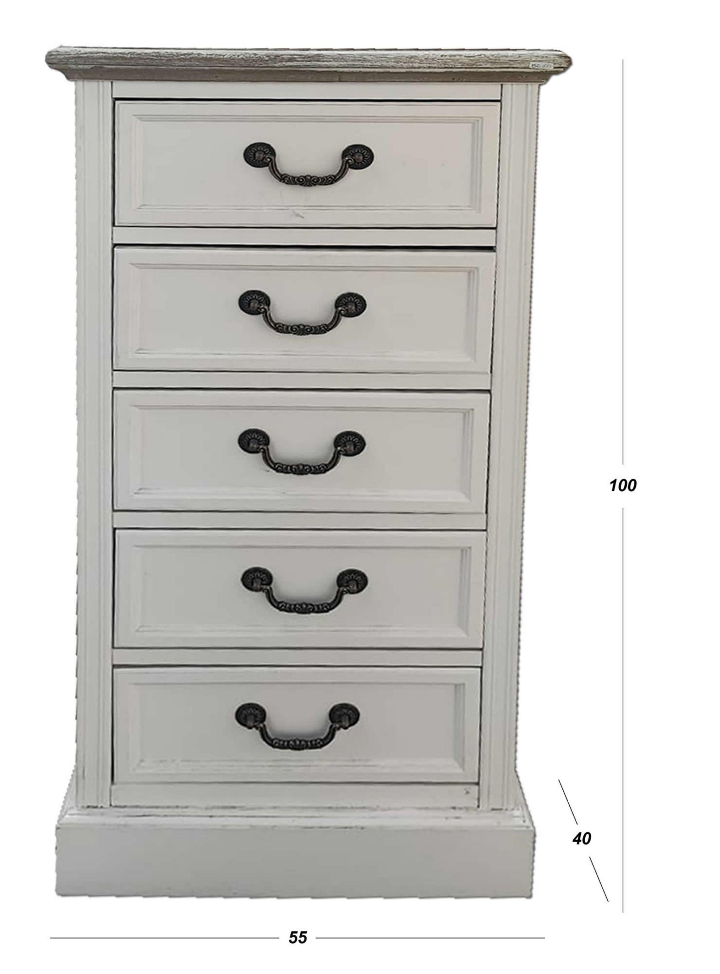 Cajonera 5 Cajones clásicos Blanca Slim Albayalde Ecomuso-3