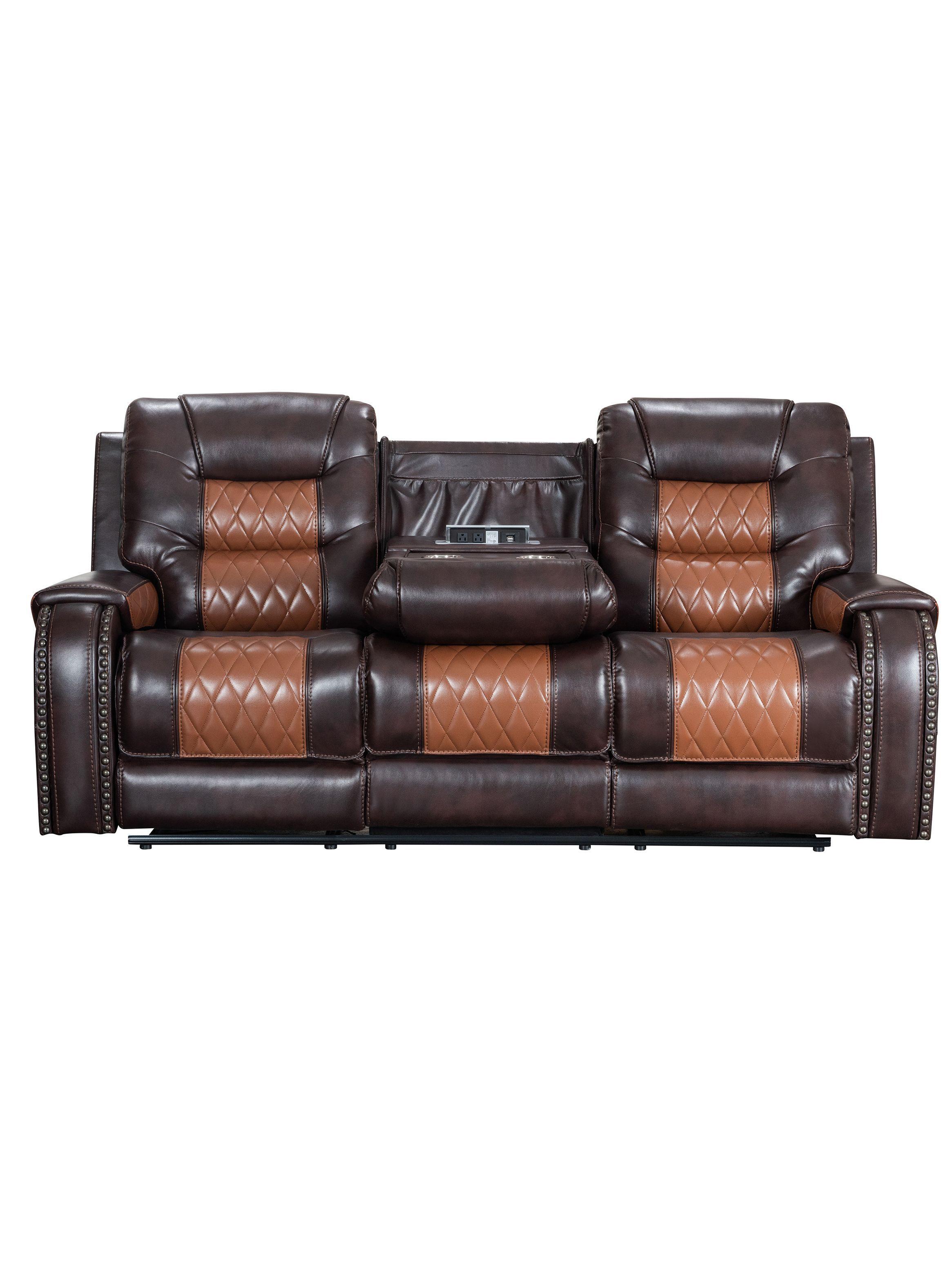 SOFA RECLINABLE 3 CUERPOS ORANGE BROWN -2
