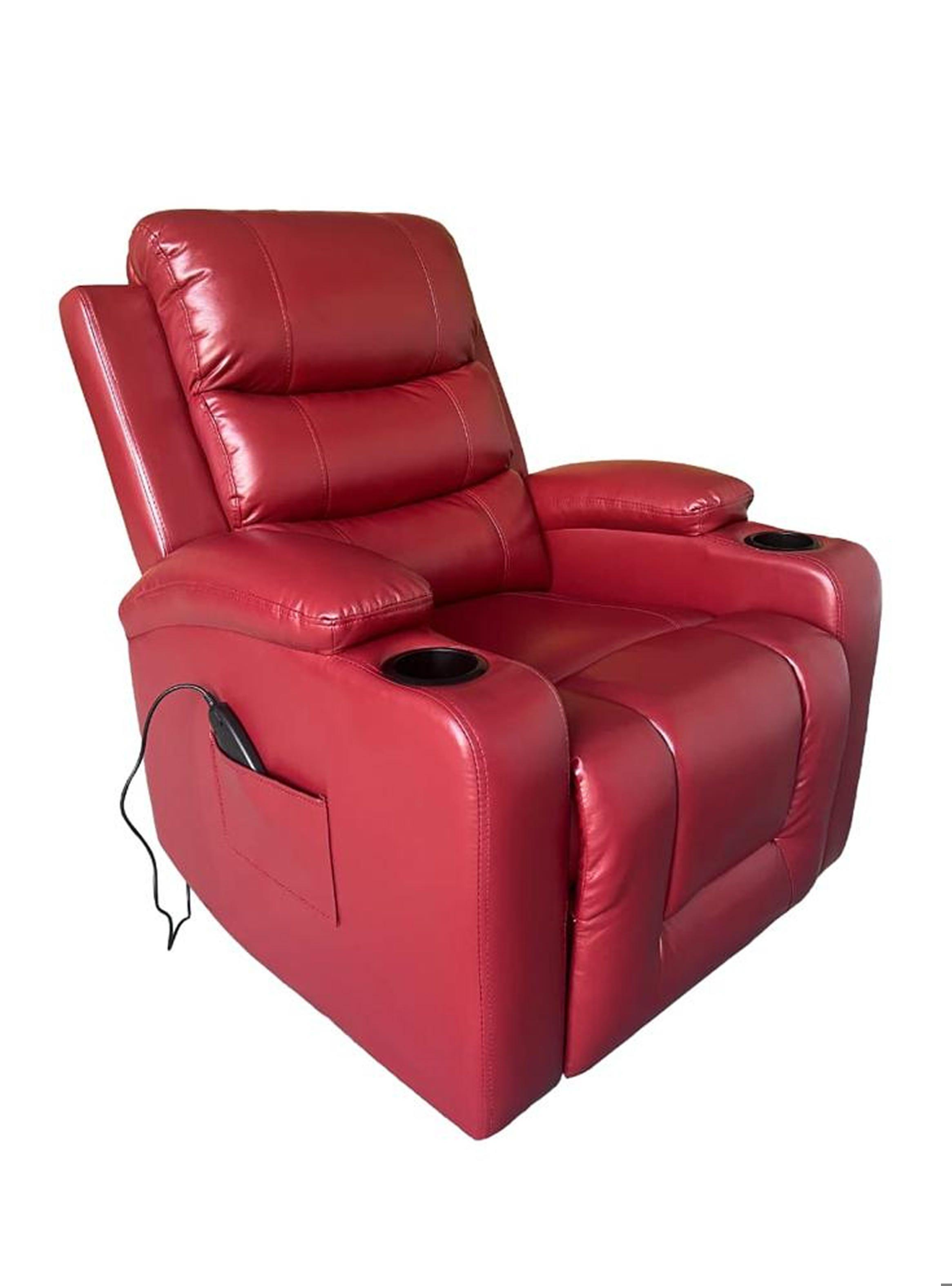 Berger con masajeador y elevación reclinable PU rojo Ecomuso-0