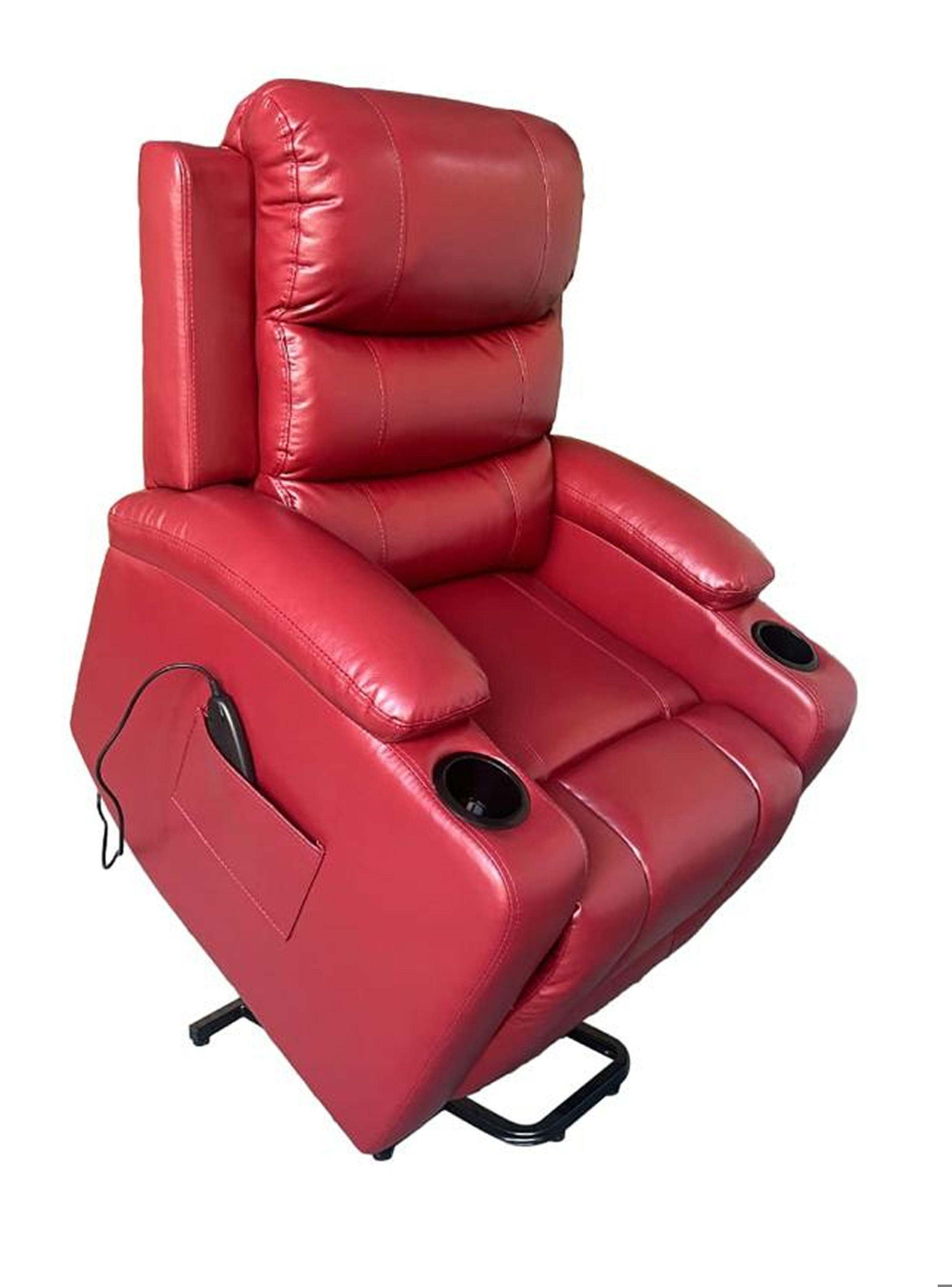 Berger con masajeador y elevación reclinable PU rojo Ecomuso-1