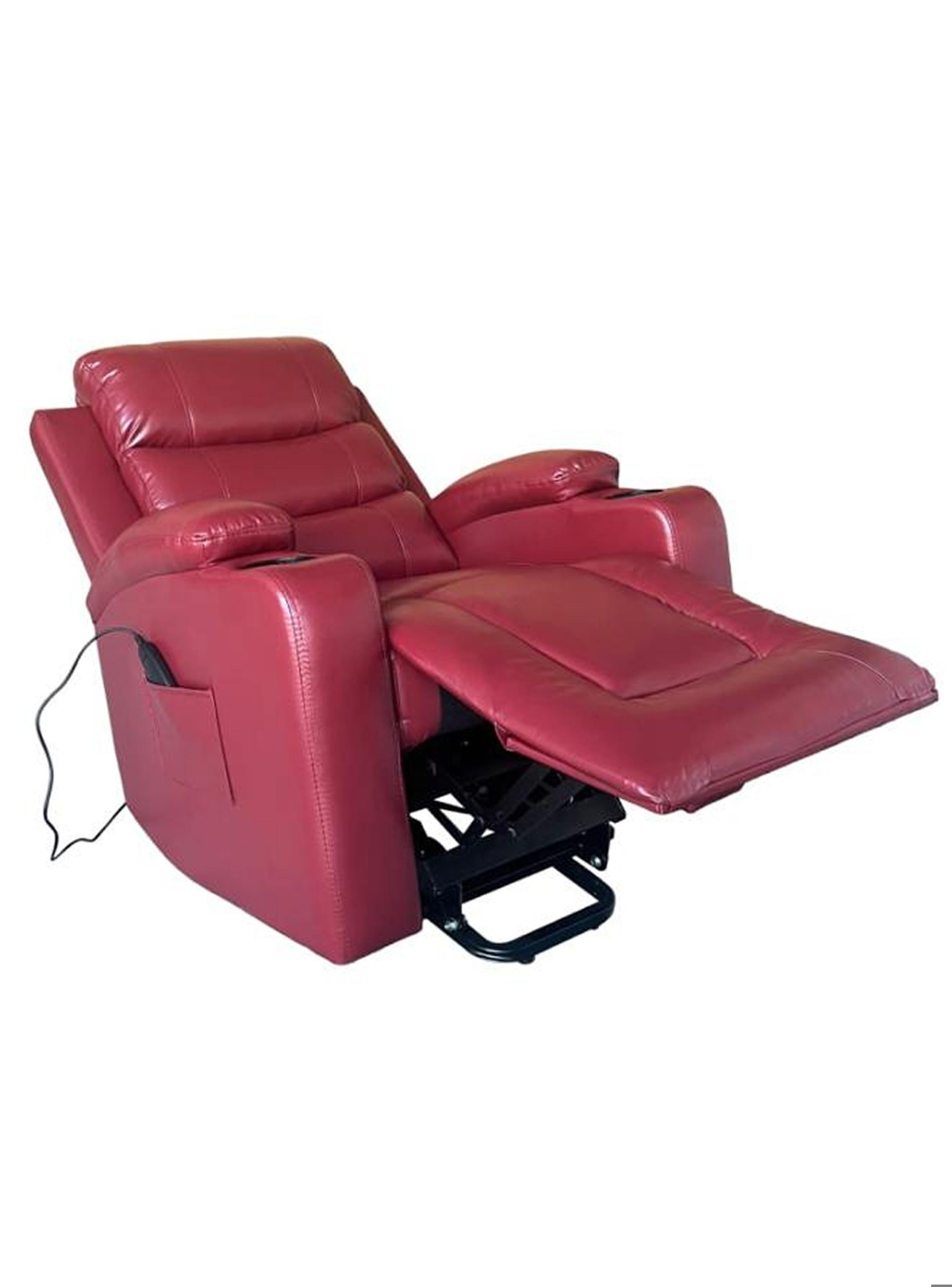 Berger con masajeador y elevación reclinable PU rojo Ecomuso-2