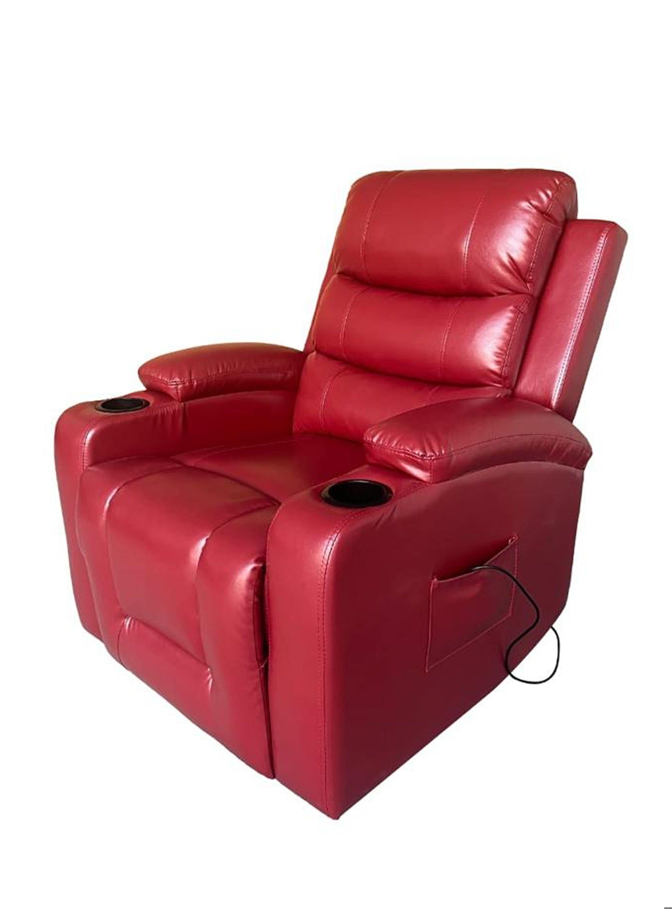 Berger con masajeador y elevación reclinable PU rojo Ecomuso-3