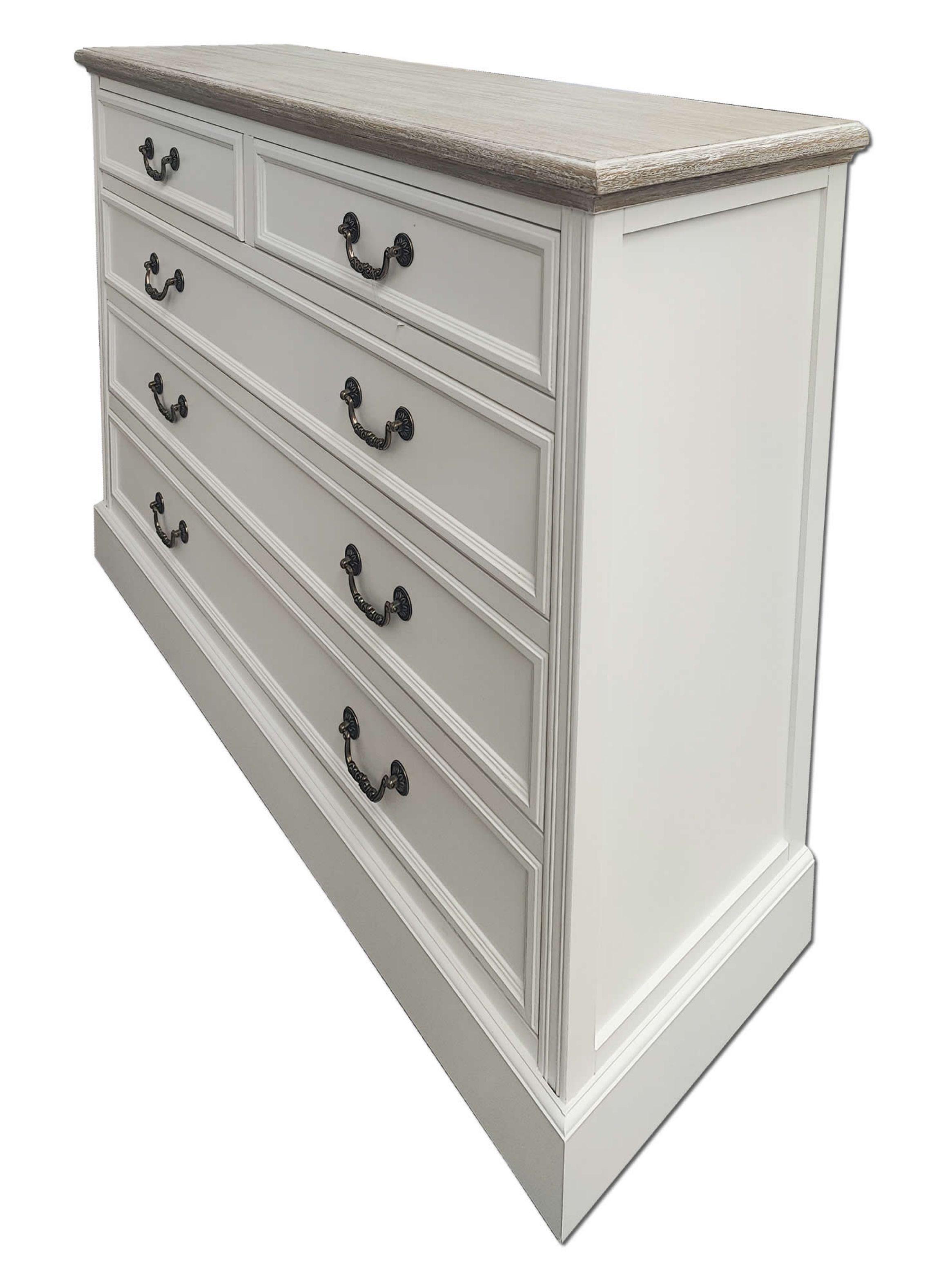 Comoda 5 cajones estilo clasico cubierta Albayalde Ecomuso 120-3