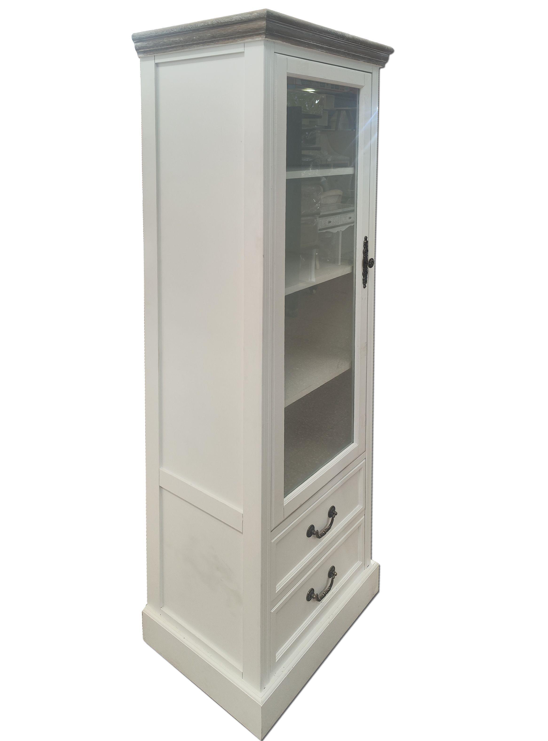 VITRINA 1C CLASICO BLANCO CUBIERTA ALBAYALDE -2