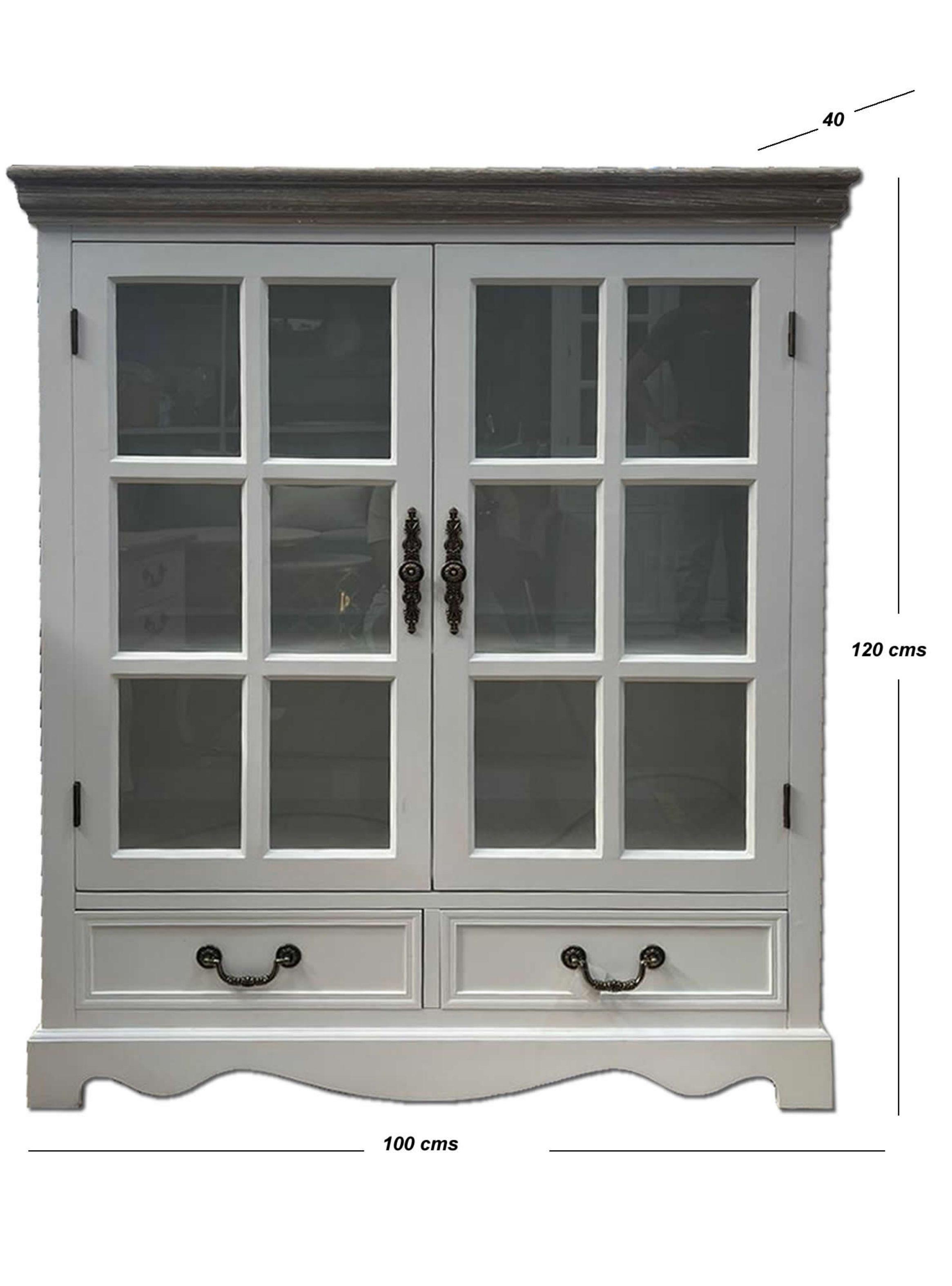 Vitrina clasica Albayalde 12 ventanas 2 Cajones Ecomuso-2