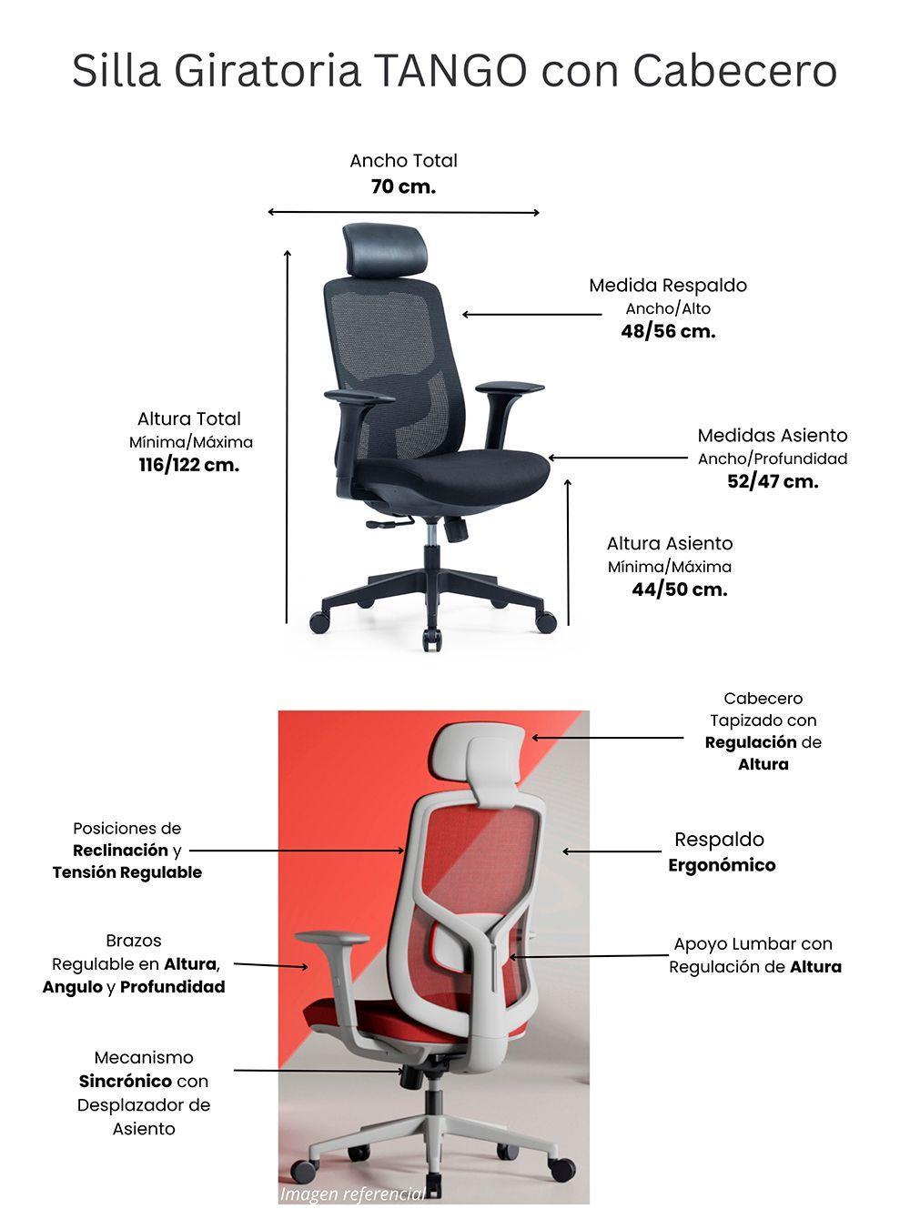 Silla Giratoria TANGO Ideal para Home Office y Largas Jornadas-7