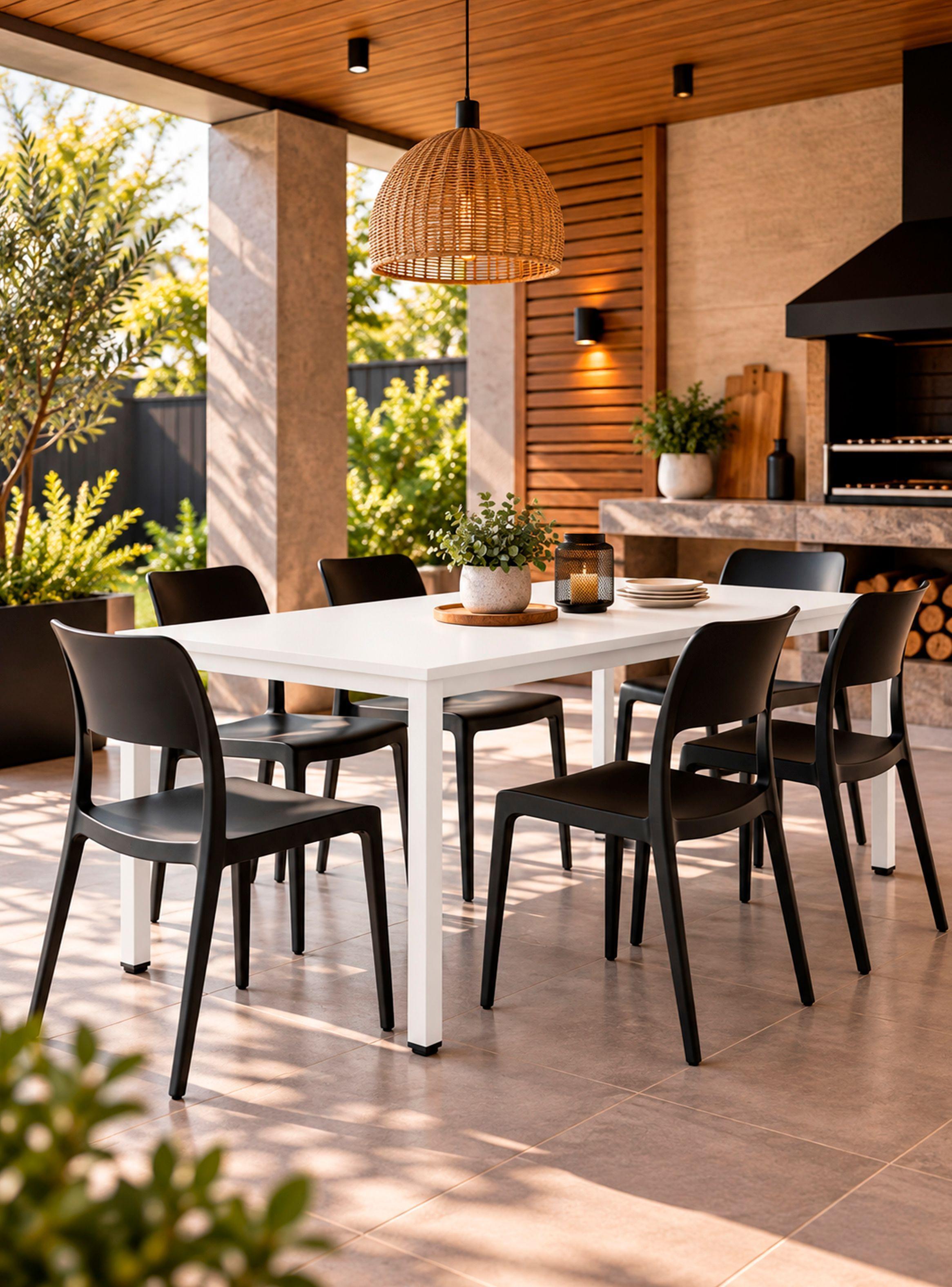 Mesa Comedor 6 personas PARIS 150x75x75 cm Blanco Mate-5
