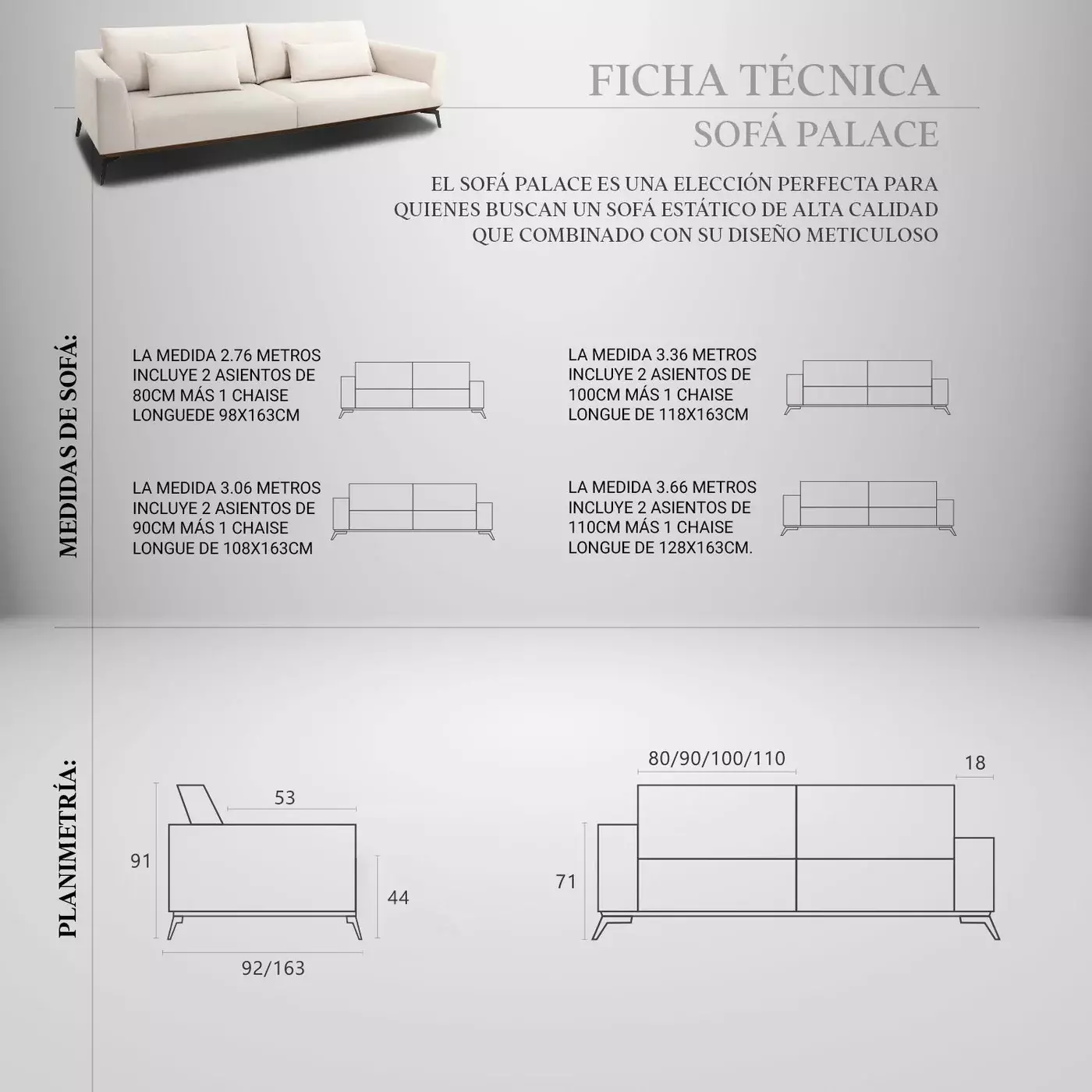 Sofá Palace Single 216 cm Marfil-4