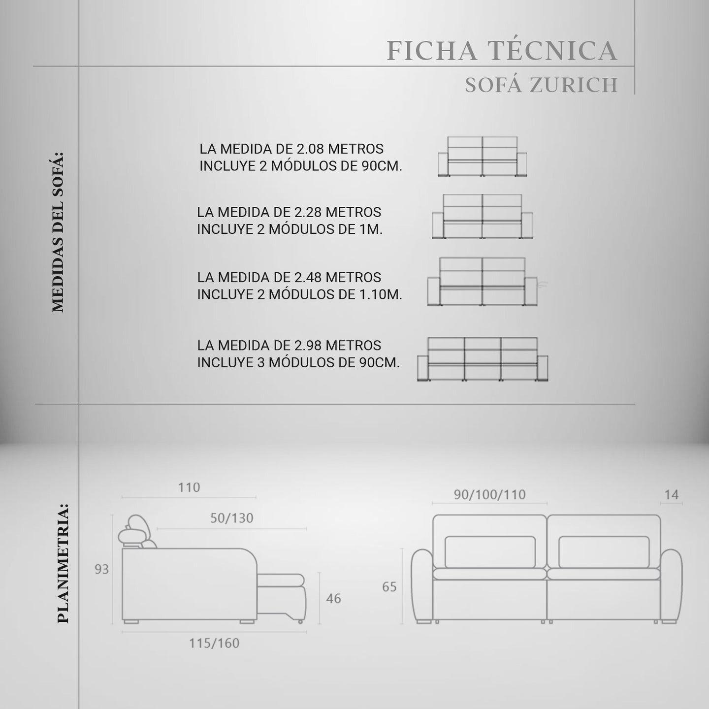 Sofá Cama 2 Cuerpos Zurich 2.08 Metros-6