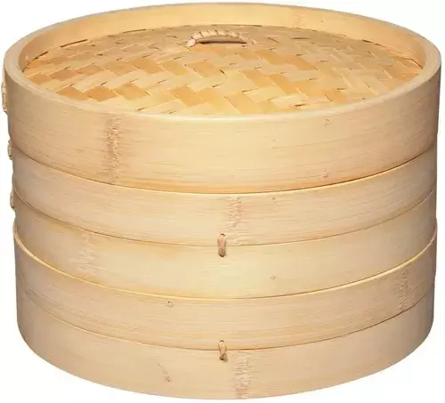 Vaporera De Bambú Olla De Vapor Cesta De Vapor Olla 26 Cm-0