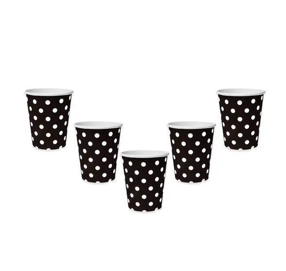 Pack X10 Vasos Desechables Decoración Vaso Cumpleaños Negro-1