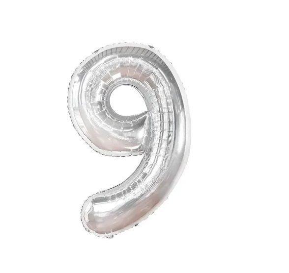 Globo Forma De Numero Globo Metalico Plateado Numero 40c m-0