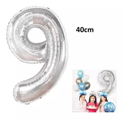 Globo Forma De Numero Globo Metalico Plateado Numero 40c m-1