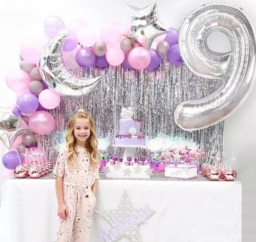 Globo Forma De Numero Globo Metalico Plateado Numero 40c m-6