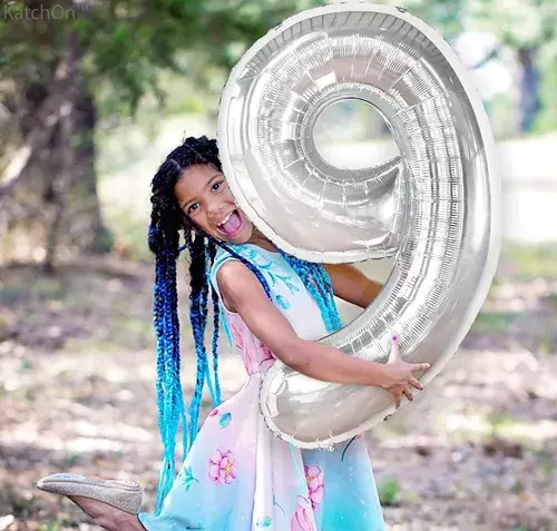 Globo Forma De Numero Globo Metalico Plateado Numero 40c m-4