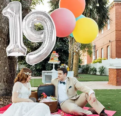 Globo Forma De Numero Globo Metalico Plateado Numero 40c m-2