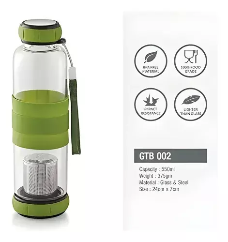 Termo Agua Termo De Agua Botella De Vidrio Con Colador 8011-1