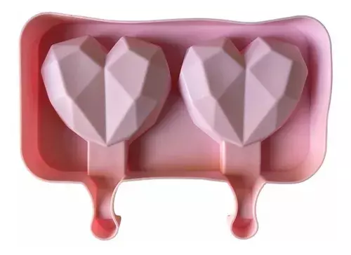 Moldes Silicona Corazón Geometrico 2 Paletas-0