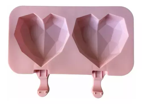 Moldes Silicona Corazón Geometrico 2 Paletas-1