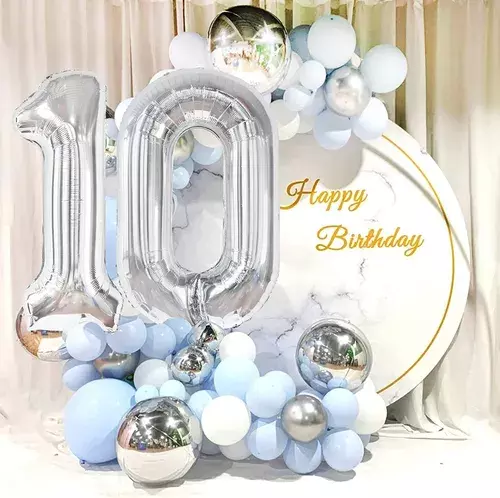 Globo Forma De Numero Globo Metalico Plateado Numero 40cm.-3