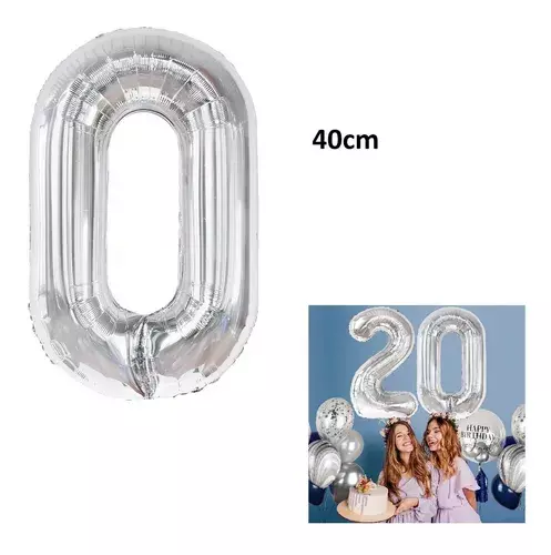 Globo Forma De Numero Globo Metalico Plateado Numero 40cm.-1