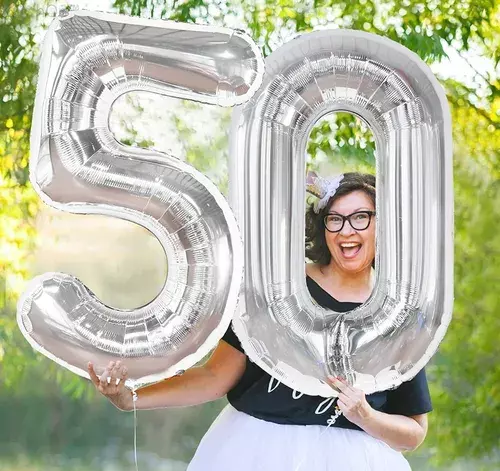 Globo Forma De Numero Globo Metalico Plateado Numero 40cm.-7