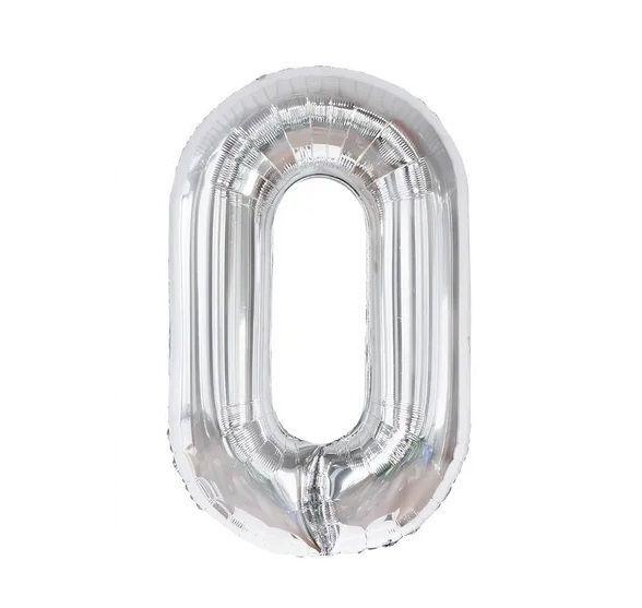 Globo Forma De Numero Globo Metalico Plateado Numero 40cm.-0