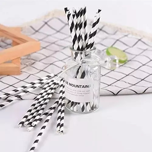 Pack X25 Bombilla De Papel Bombilla Papel Pitillo De Rayas-3