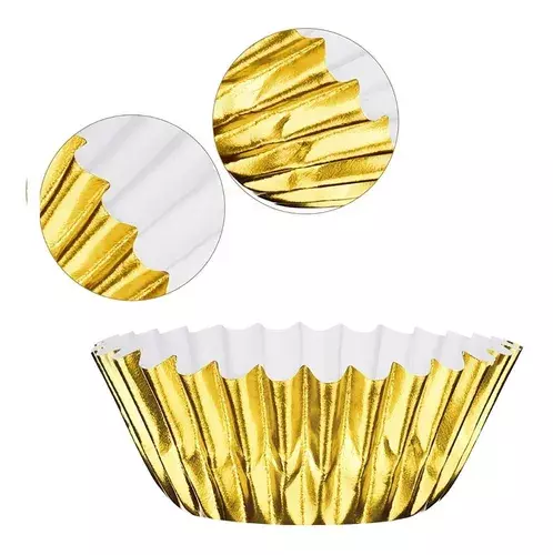 Pack X100 Capsula Para Hornear Capsulas Capacillo Dorada 5cm-3