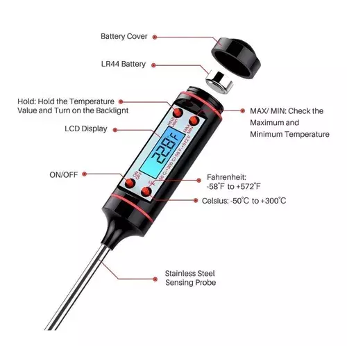2 Termometro De Cocina Termómetro Horno Termometro Digital-6